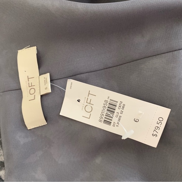 LOFT Gray Casual Fit & Flare faux wrap mini dress gray neutral 6 dainty office - Picture 10 of 13